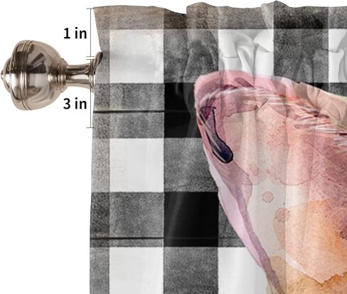 Spring Curtain Valance for Windows,Green Clover Kitchen Rod Pocket Valances,Black White Buffalo Plaid Window Toppers Short Curtains for Bathroom Bedroom in Kuwait