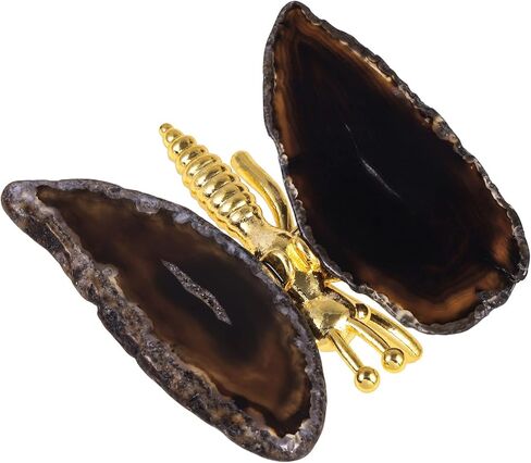 Amogeeli Crystal Agate Butterfly Figurine Home Decoration, Healing Geode Agate Stone Slice Butterfly for Wedding Party, Black in Saudi Arabia