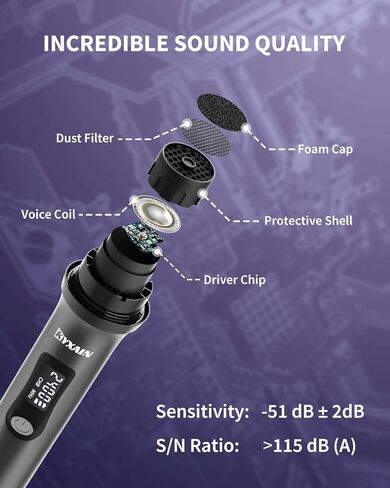 ميكروفونات لاسلكية UHF احترافية لغناء الكاريوكي، ميكروفون محمول معدني مزدوج قابل لإعادة الشحن، وقت عمل 12 ساعة مع جهاز استقبال 100 قدم، ميكروفون لاسلكي للتحدث، الزفاف، الكنيسة، نظام PA in Kuwait