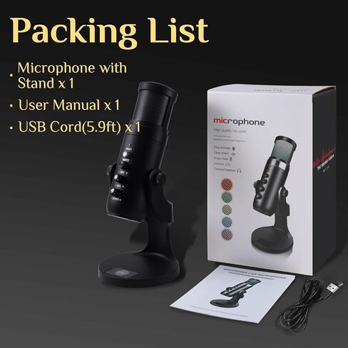 ميكروفون USB مكثف مع ضوء RGB، تشغيل التوصيل، للألعاب، البث، البث، التويتش، اليوتيوب، Discord، التسجيل لهاتف PC Mac in Kuwait