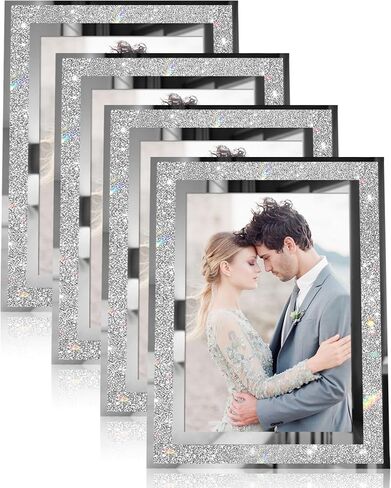 مجموعة إطارات صور Egofine مقاس 5 × 7 مكونة من 4، إطارات صور زجاجية سوداء شفافة لإطارات صور الزفاف لعرض سطح الطاولة عموديًا أو أفقيًا in Saudi Arabia