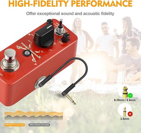 HOSONGIN كابلات تصحيح الجيتار 6 بوصة نايلون مضفر الزاوية اليمنى، 1/4 بوصة الزاوية اليمنى كابل أداة دواسة الجيتار، موصل قابس مطلي بالذهب على شكل حرف C كابل دواسة تصحيح الجيتار - (3 عبوات) in Kuwait