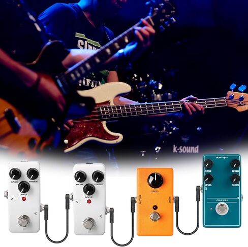 HOSONGIN كابلات تصحيح الجيتار 6 بوصة نايلون مضفر الزاوية اليمنى، 1/4 بوصة الزاوية اليمنى كابل أداة دواسة الجيتار، موصل قابس مطلي بالذهب على شكل حرف C كابل دواسة تصحيح الجيتار - (3 عبوات) in Kuwait