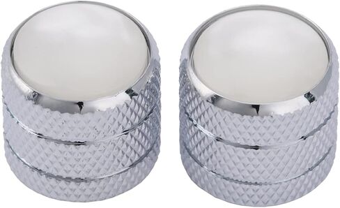 Musiclily Pro Metric Size Steel White Pearl Top Tele Dome Knobs for Import Fender Telecaster Electric Guitar/Precision Bass, Chrome (Set of 2) in Saudi Arabia