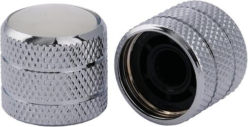 Musiclily Pro Metric Size Steel White Pearl Top Tele Dome Knobs for Import Fender Telecaster Electric Guitar/Precision Bass, Chrome (Set of 2) in Saudi Arabia
