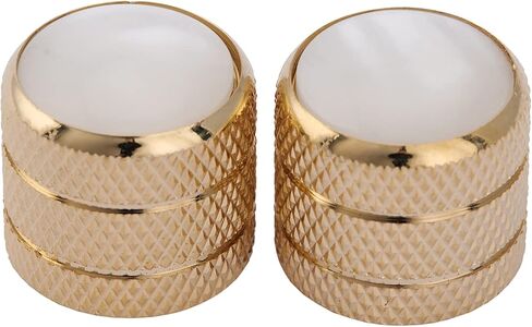 Musiclily Pro Metric Size Steel White Pearl Top Tele Dome Knobs for Import Fender Telecaster Electric Guitar/Precision Bass, Chrome (Set of 2) in Saudi Arabia