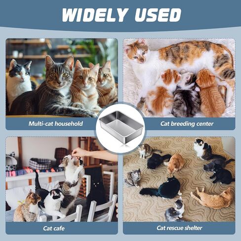 10 Packs Stainless Steel Litter Box for Cat Extra Large Metal Litter Box Non Stick Litter Pan with High Sides Never Absorbs Odor, Rustproof, Easy to Clean for Cat Dog (19.5 x 13.5 x 6 Inch) in Saudi Arabia