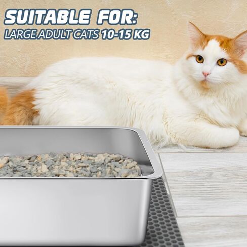 10 Packs Stainless Steel Litter Box for Cat Extra Large Metal Litter Box Non Stick Litter Pan with High Sides Never Absorbs Odor, Rustproof, Easy to Clean for Cat Dog (19.5 x 13.5 x 6 Inch) in Saudi Arabia