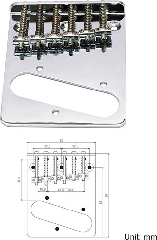 ميتالور فينتاج ستايل 6 سرج علوي محمل جسر متوافق مع Telecaster Style أجزاء الجيتار الكهربائي استبدال الكروم. in Kuwait