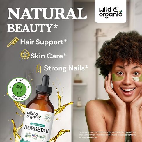 Wild & Organic Horsetail Liquid Extract - Horsetail Herb Supplement for Hair Growth - Vegan, Alcohol Free Drops - 2 fl oz in Kuwait