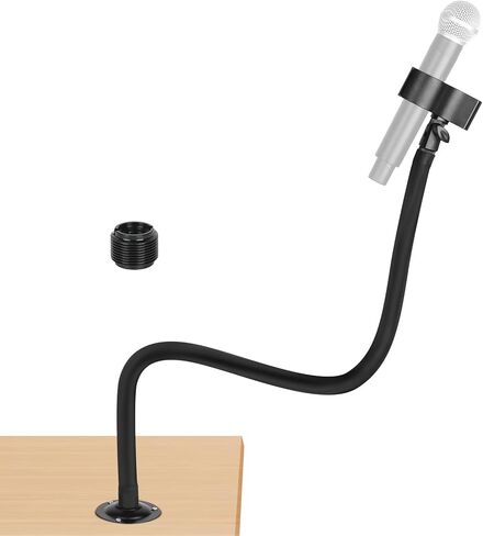 حامل ميكروفون على الحائط، حامل ذراع ميكروفون بطول 23.5 بوصة، قاعدة معدنية بمشبك ميكروفون 3/8 بوصة إلى 5/8 بوصة محول للجدران/الطاولة/المنصة، متوافق مع Shure/Fifine / AT2020/ Pyle/Blue Snowball/Razer in Kuwait