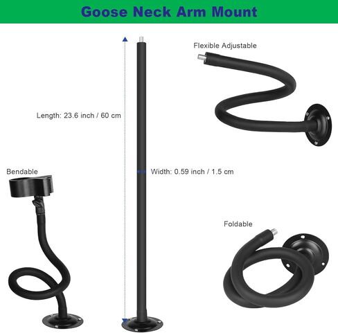 حامل ميكروفون على الحائط، حامل ذراع ميكروفون بطول 23.5 بوصة، قاعدة معدنية بمشبك ميكروفون 3/8 بوصة إلى 5/8 بوصة محول للجدران/الطاولة/المنصة، متوافق مع Shure/Fifine / AT2020/ Pyle/Blue Snowball/Razer in Kuwait