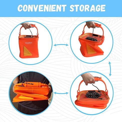 Collapsible Fishing Bucket 13L/3.43Gal Portable Fishing Water Pail for Camping Traveling Hiking Fishing Boating Gardening with 6 Meters Rope (Orange) in Kuwait