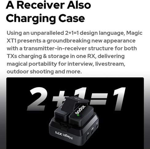 GODOX Magic XT1 Wireless Lavalier Microphone, 48kHz/24-bit Audio, Touchscreen Receiver, Noise Cancellation, 2.4G Wireless 200m(656ft) Range Mics for Camera, Android, iPhone 15, PC for Vlog, Youtube in Saudi Arabia