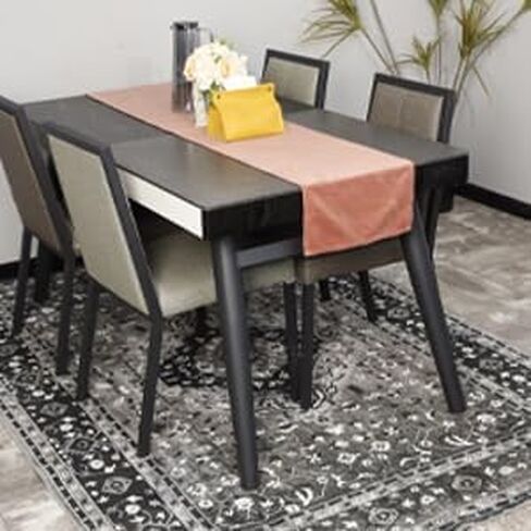 Yancorp 5'x7'Boho منطقة البساط لغرفة النوم غير زلة قابل للغسل السجاد خمر غرفة المعيشة عدم تساقط الحصير أرضية داخلية غرفة نوم المطبخ مدخل السجاد مستطيل أسود رمادي in Kuwait