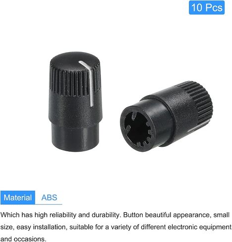 MECCANIXITY Potentiometer Control Knob ABS Guitar Knob for Electric Guitar,Power Amplifiers Stereos,Bass Volume Tone 180 Degrees Rotary Knob 6mm D Type Shaft Black White 10PCS in Kuwait