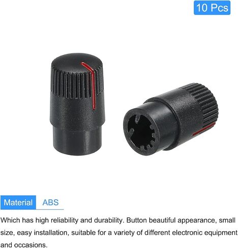 MECCANIXITY Potentiometer Control Knob ABS Guitar Knob for Electric Guitar,Power Amplifiers Stereos,Bass Volume Tone 180 Degrees Rotary Knob 6mm D Type Shaft Black White 10PCS in Kuwait