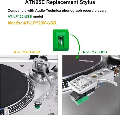 ATN95E Replacement Stylus for AT95E, Compatible with Audio-Technica AT-LP120-USB Turntables Record Player, ATN95E Diamond Record Needle, Compatible with AT93 AT95 AT3400 AT3401 AT3450 Phono Cartridges in Saudi Arabia