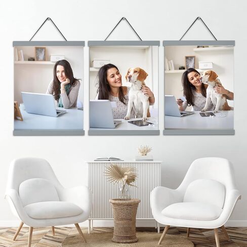 إطار شماعة ملصق مغناطيسي أسود 3 عبوات، 12 × 18 12 × 16 12 × 20 إطار ملصق خشبي مجموعة تعليق مغناطيسية للجدران خريطة قماش عمل فني in Kuwait