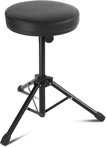 Anjean Drum Stool، Drum Throne مقعد طبل مبطن قابل للتعديل الارتفاع، كرسي طبل عالمي قابل للطي، مقعد طبل مع مقعد جلدي ناعم in Kuwait