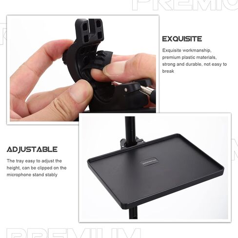 Healifty 2Pcs Clamp On Rack Tray,Microphone Stand Shelf Tray,Microphone Stand Tray for Live Streaming,Karaoke, Recording in Saudi Arabia