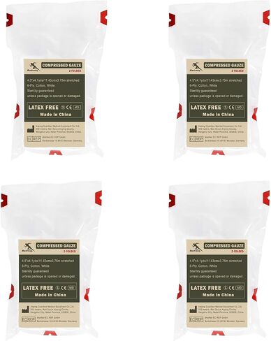4.5" x 4.1 Yards Compressed Sterile Gauze, for Home Basic First Aid, Medical and IFAK Tactical Emergency (2pack) in Saudi Arabia