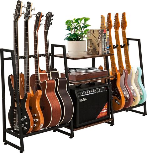 Multi-Guitar and Amp Stand, Guitar Rack for 8 Guitars, Adjustable, Finish Friendly. Guitar Stands Floor in Saudi Arabia