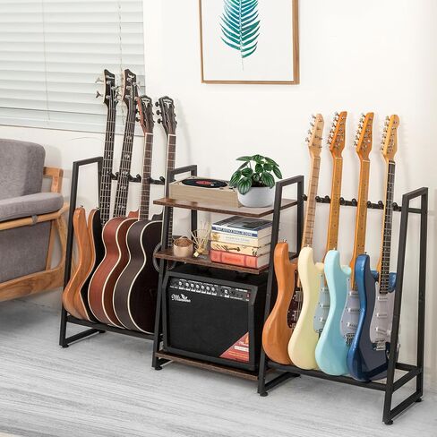 Multi-Guitar and Amp Stand, Guitar Rack for 8 Guitars, Adjustable, Finish Friendly. Guitar Stands Floor in Saudi Arabia