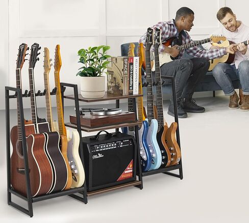 Multi-Guitar and Amp Stand, Guitar Rack for 8 Guitars, Adjustable, Finish Friendly. Guitar Stands Floor in Saudi Arabia