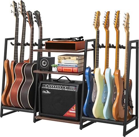 Multi-Guitar and Amp Stand, Guitar Rack for 8 Guitars, Adjustable, Finish Friendly. Guitar Stands Floor in Saudi Arabia