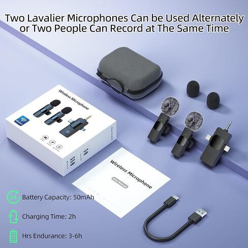 ميكروفون لاسلكي صغير، 3 في 1 مشبك احترافي على ميكروفون لاسلكي iPhone USB-C Android Camera iPad 2.4G تسجيل ميكروفون للفيديو ومدونة الفيديو والمقابلة والبودكاست واليوتيوب in Saudi Arabia