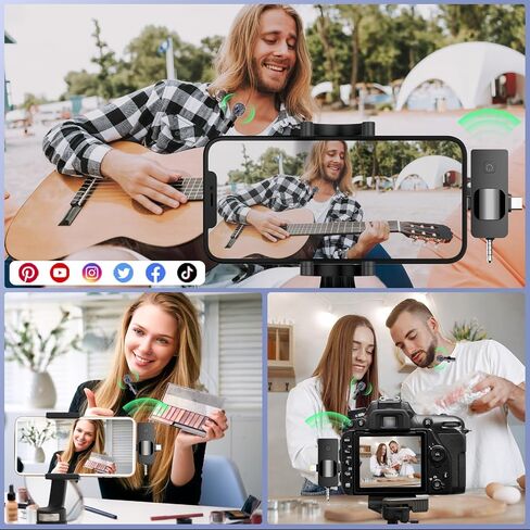 ميكروفون لاسلكي صغير، 3 في 1 مشبك احترافي على ميكروفون لاسلكي iPhone USB-C Android Camera iPad 2.4G تسجيل ميكروفون للفيديو ومدونة الفيديو والمقابلة والبودكاست واليوتيوب in Saudi Arabia