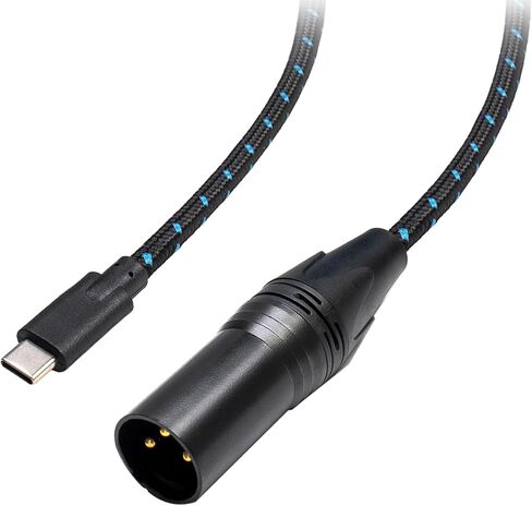 Type C to 3 pin XLR OFC Blue Nylon Pattern Cable Compatible with Audio Speaker Amplifier Mixing Console Mobile Phone Laptop Tablet with DAC Decoding Chip, HiFi Sound Quality (150cm) in Saudi Arabia