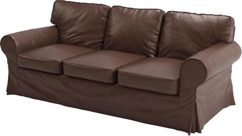 The Ektorp 3 Seat Sofa Cover Replacement Is Custom Made Compatible for IKea Ektorp Sofa Cover, an Ektorp Sofa Slipcover Replacement (New Black PU Leather) in Kuwait
