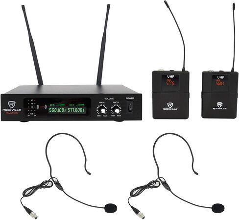 Rockville RWM81U Dual UHF Headset & Guitar Wireless Microphone System w/LCD in Saudi Arabia