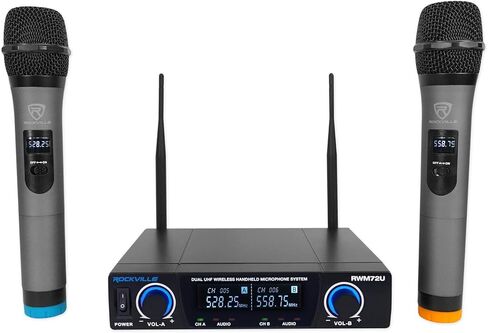 Rockville RWM81U سماعة رأس UHF مزدوجة ونظام ميكروفون لاسلكي للجيتار مع شاشة LCD in Saudi Arabia