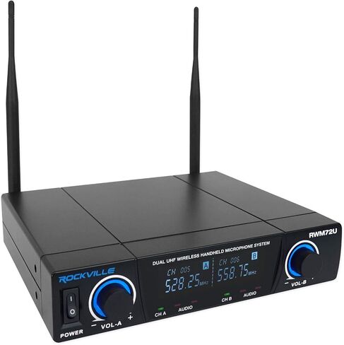 Rockville RWM81U سماعة رأس UHF مزدوجة ونظام ميكروفون لاسلكي للجيتار مع شاشة LCD in Saudi Arabia