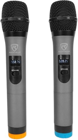 Rockville RWM81U سماعة رأس UHF مزدوجة ونظام ميكروفون لاسلكي للجيتار مع شاشة LCD in Saudi Arabia