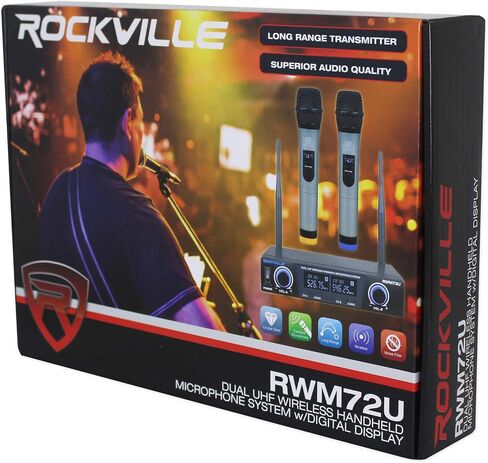 Rockville RWM81U سماعة رأس UHF مزدوجة ونظام ميكروفون لاسلكي للجيتار مع شاشة LCD in Saudi Arabia