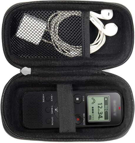 حافظة مسجل الصوت الرقمي لسوني ICDPX370، PX440، PX470، BX140؛ أوليمبوس WS-852، WS-853؛ ميكروفون KIMAFUN 2.4G وXIAOKOA 2.4G اللاسلكي، جيب شبكي في الغطاء، حزام معصم قابل للفصل in Kuwait