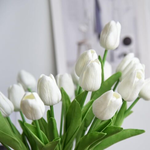 20PCS All Saints' Day Black Artificial Flower Tulips PU Real Touch Tulips for Home Wedding Decoration Brides Hand Holding Bouquet Artificial Flower Decoration in Kuwait