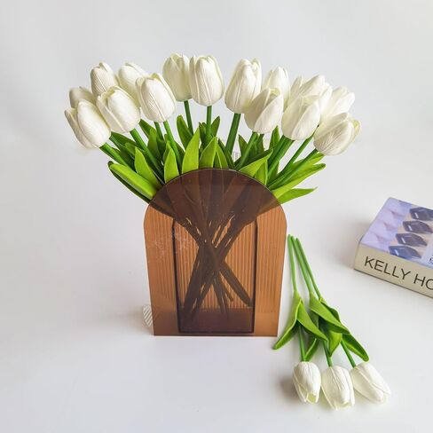 20PCS All Saints' Day Black Artificial Flower Tulips PU Real Touch Tulips for Home Wedding Decoration Brides Hand Holding Bouquet Artificial Flower Decoration in Kuwait