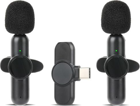 2 Pack Wireless Lavalier Microphones for iPhone, Android.Mini Microphone for Recording Live Videos, Tiktok, YouTube and Facebook (USB Type-C（iPhone15）) in Saudi Arabia