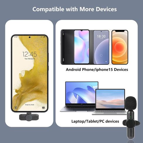 2 Pack Wireless Lavalier Microphones for iPhone, Android.Mini Microphone for Recording Live Videos, Tiktok, YouTube and Facebook (USB Type-C（iPhone15）) in Saudi Arabia