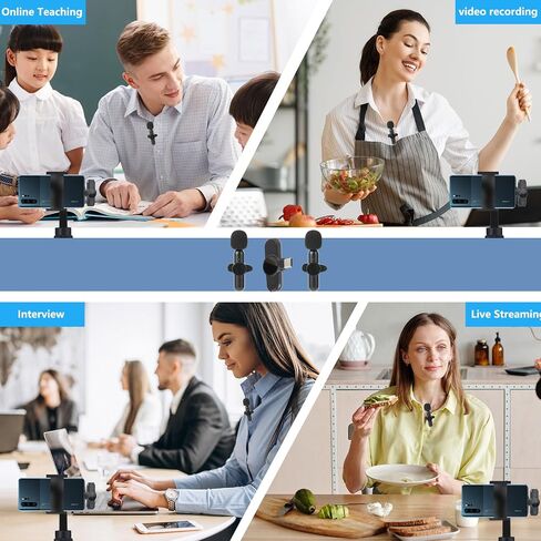 2 Pack Wireless Lavalier Microphones for iPhone, Android.Mini Microphone for Recording Live Videos, Tiktok, YouTube and Facebook (USB Type-C（iPhone15）) in Saudi Arabia