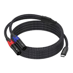 USB C to Dual XLR Male Audio Cable,（3.3FT） USB C to 2 XLR Male Stereo Power Amplifier Cable,Mobile Phone USB c Connection Active Speaker, Power Amplifier Audio Cable