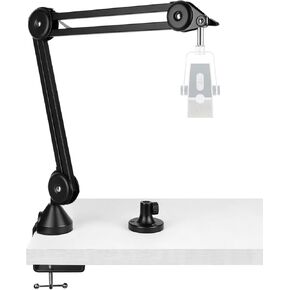 Geekria for Creators Microphone Arm Compatible with AKG Lyra Ultra-HD, P120, P220, C214 Mic Boom Arm Mount Adapter with Tabletop Flange Mount, Suspension Stand, Mic Scissor Arm, Desk Mount Holder