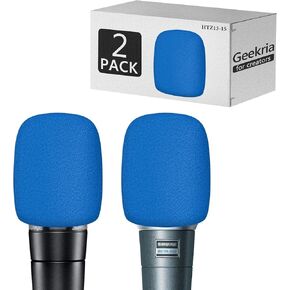 Geekria for Creators Foam Windscreen Compatible with Shure MV7, SM58LC, BETA 57A, BETA 58A, PGA48, PGA58 Microphone Antipop Foam Cover, Mic Wind Cover, Sponge Foam Filter (Blue / 2 Pack)