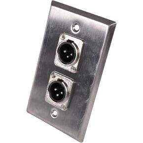 Seismic Audio SA-PLATE40 Stainless Steel Wall Plate Dual XLR Male Connectors for Cable Installation