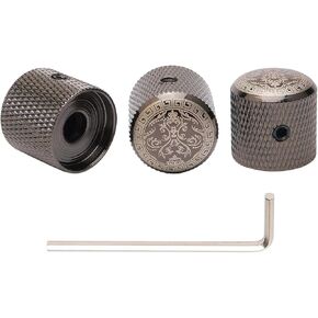 3PCS Classical Guitar Knobs Vintage-Inspired Engraved Metal Volume Tone Knobs for 6mm Shaft Pots Guitar